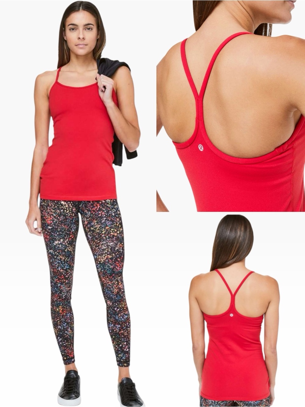 Lululemon Deep Red Power Y Tank Top Luon Built-In Shelf Bra Size 6